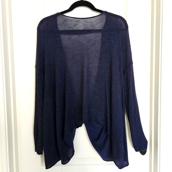 FREE PEOPLE Shadow Hacci Open Back Sweater in Navy Blue Size XS - Picture 2 of 9